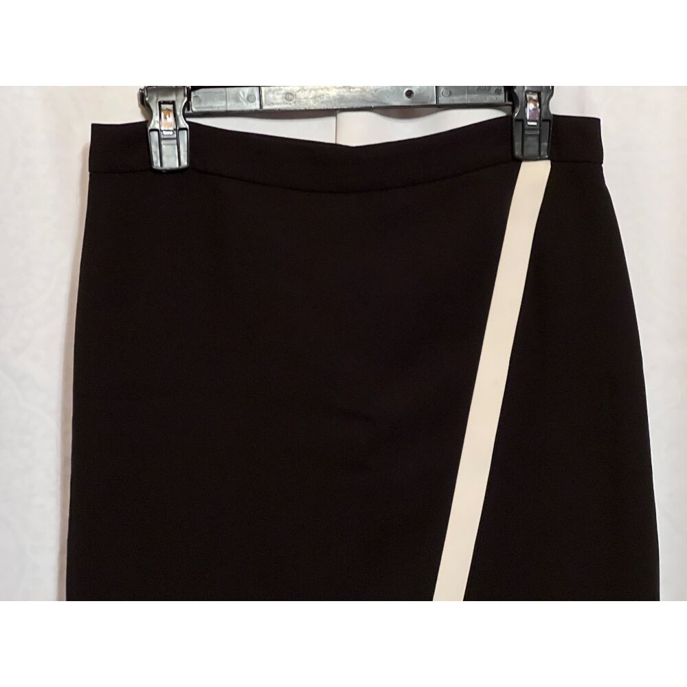 Womens J. Crew Black Pencil Skirt With Ivory Trim Size 4 Professional Office Wea - Picture 3 of 10
